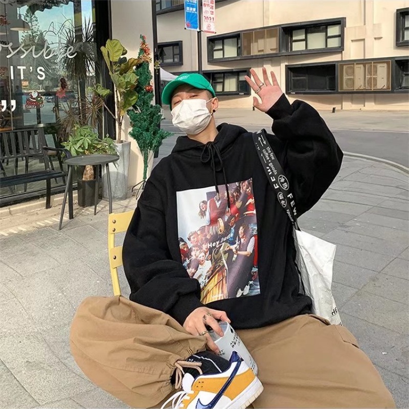 Áo hoodie Dáng Rộng Có In Chữ Thời Trang Phong Cách Hàn Quốc Cho Nam