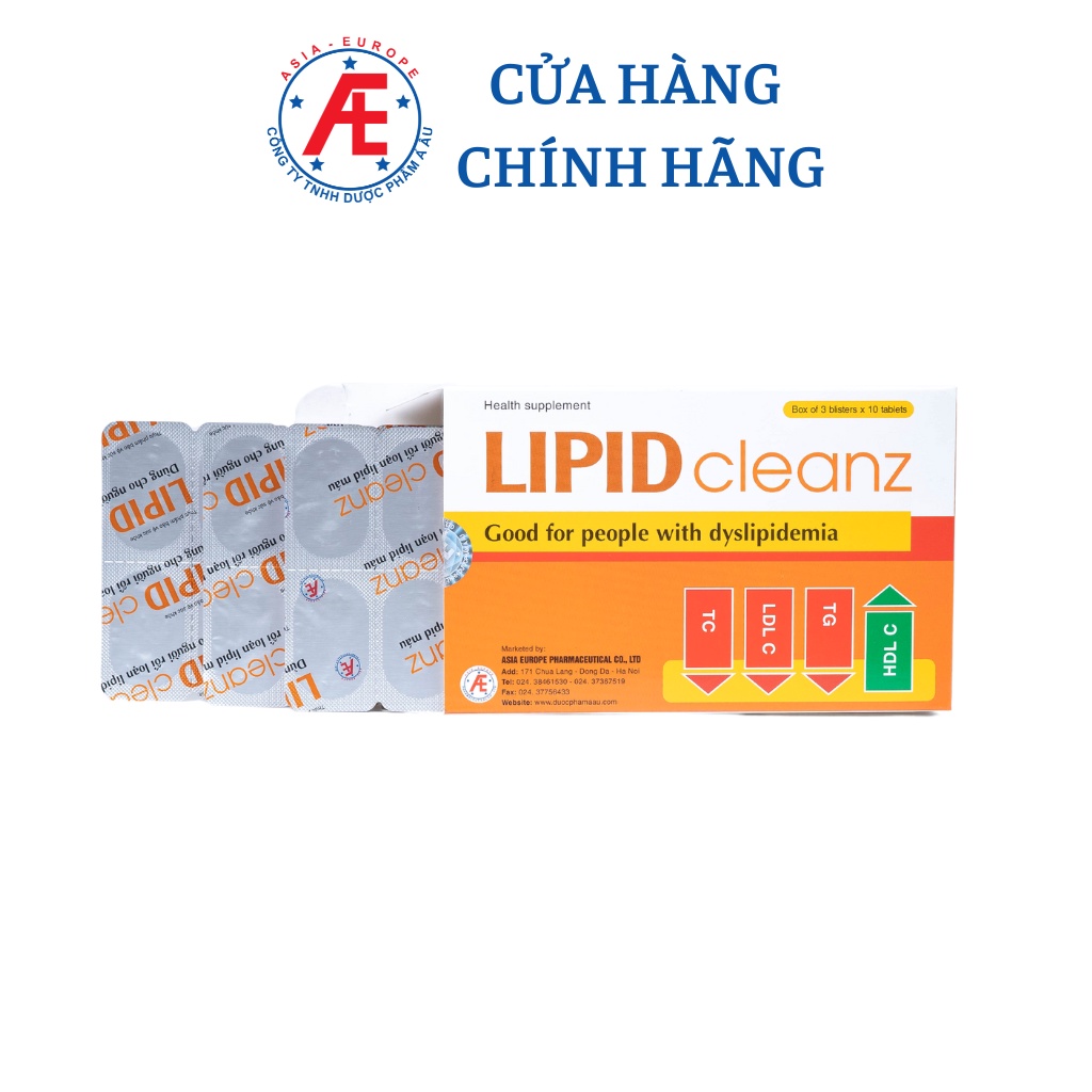 Lipidcleanz - Hỗ trợ giảm mỡ máu mỡ gan từ thảo dược hộp 30 viên DƯỢC PHẨM Á ÂU