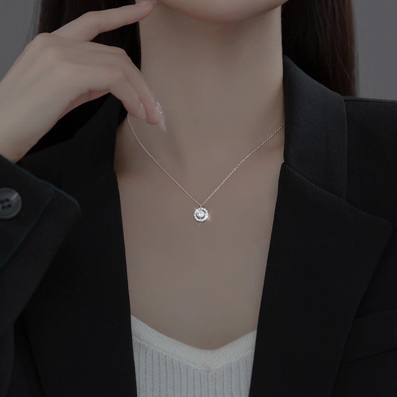 Dây chuyền bạc nữ mặt tròn đính đá Cupcake, Vòng cổ bạc 925 DUYSON SILVER [DCKX18]