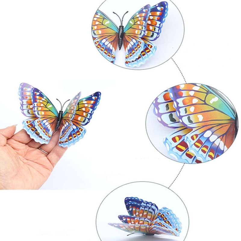 Bộ 12 Miếng Dán Tường Trang Trí Hình Bướm 3D Có Nam Châm DIY