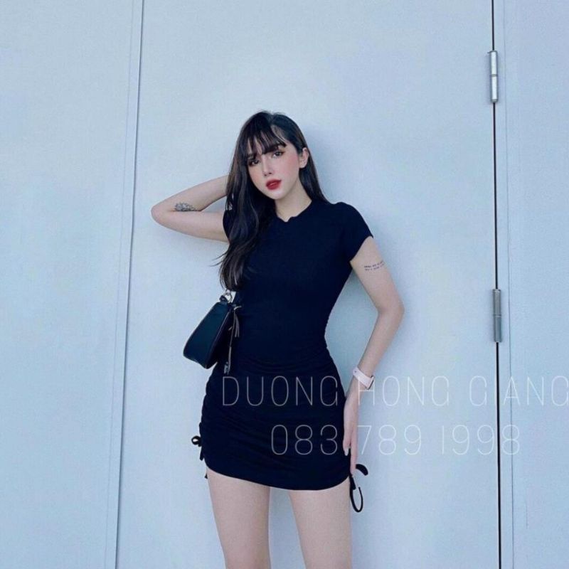 Đầm body rút dây 2 bên sườn ôm mông chuẩn dáng👍