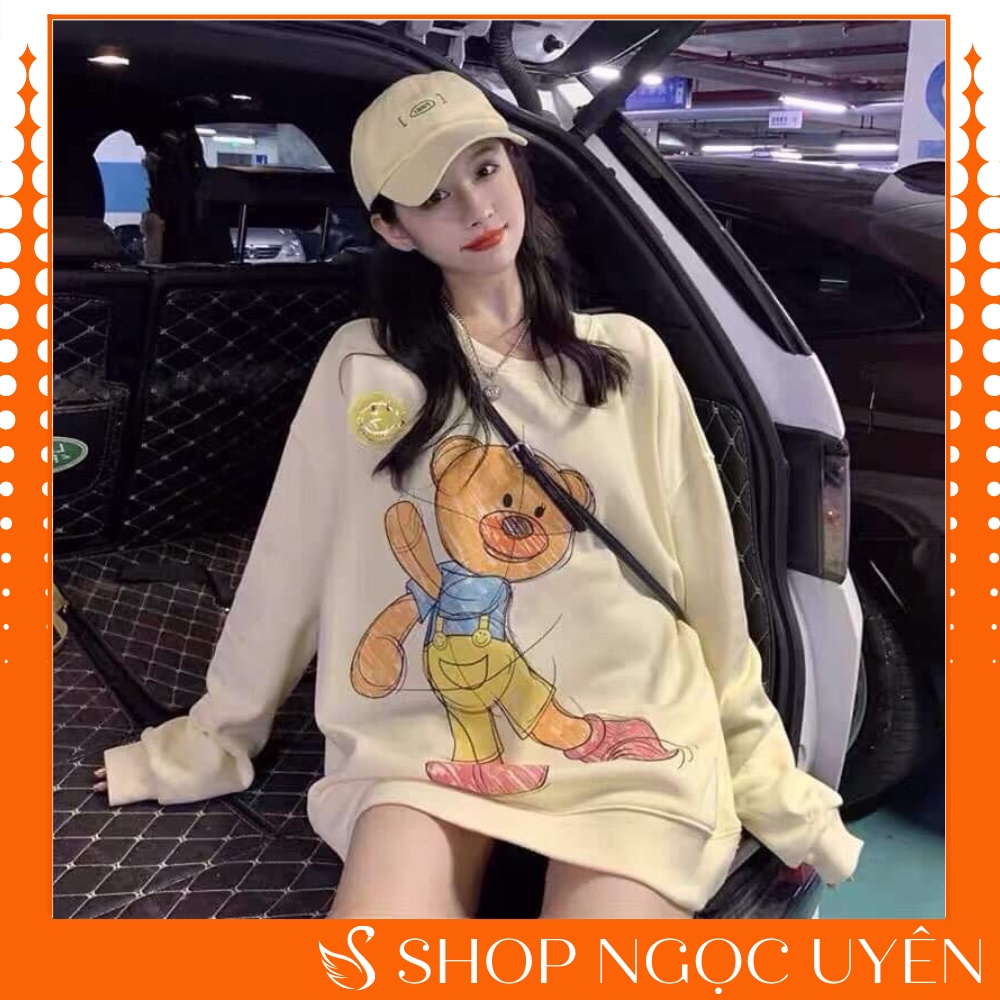 Áo Sweater nỉ fom rộng gấu ném bóng 2 màu phong cách Unisex siêu xinh - TC45