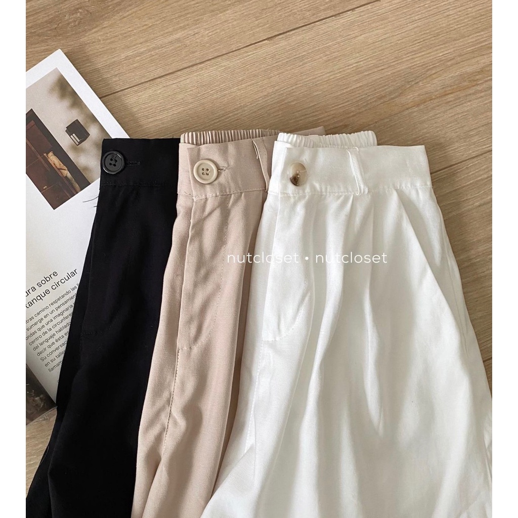 LOVI SHOP - Quần short Noo nút 3 màu trắng/đen/kem