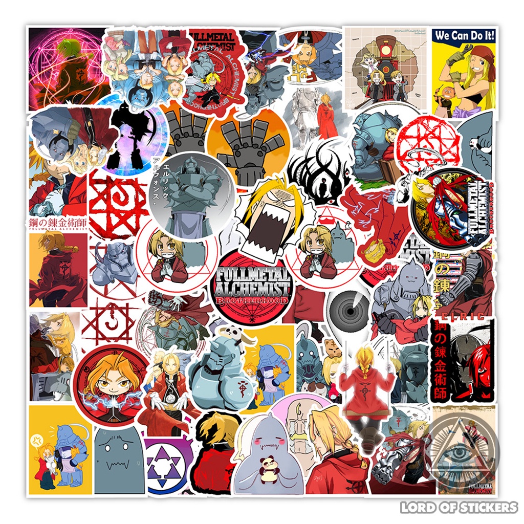 Set 50 Hình Dán Fullmetal Alchemist Sticker Anime Manga Giả Kim Thuật Sư Chống Thấm Nước Trang Trí Mũ Bảo Hiểm, Laptop