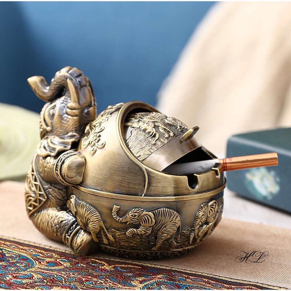 gạt tàn thuốc lá mạ đồng mẫu voi quả cầu
