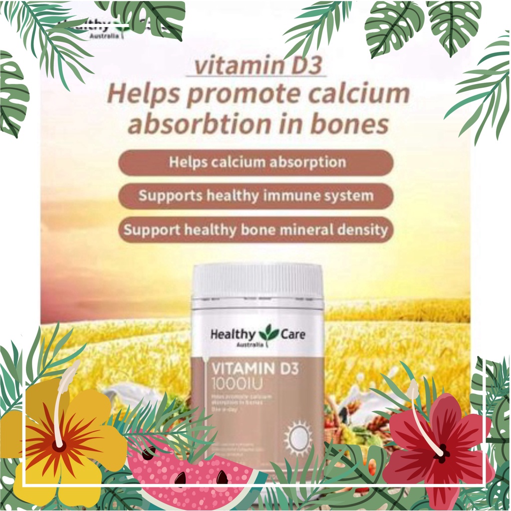 Viên uống bổ sung Vitamin D3 1000IU Healthy Care - Hàng Úc Nội địa hỗ trợ hấp thụ canxi , tăng đề khánnanagmieenx dịch