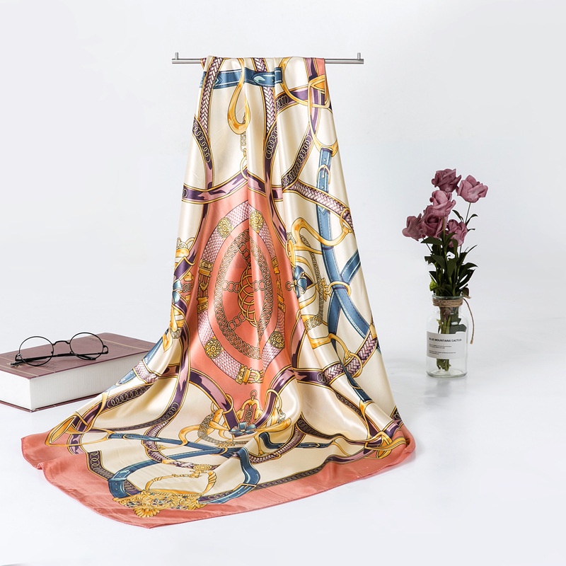 Khăn Choàng Lụa Satin Hình Vuông 90cm(35.4inch) Thoáng Khí Thời Trang WJ1001-15
