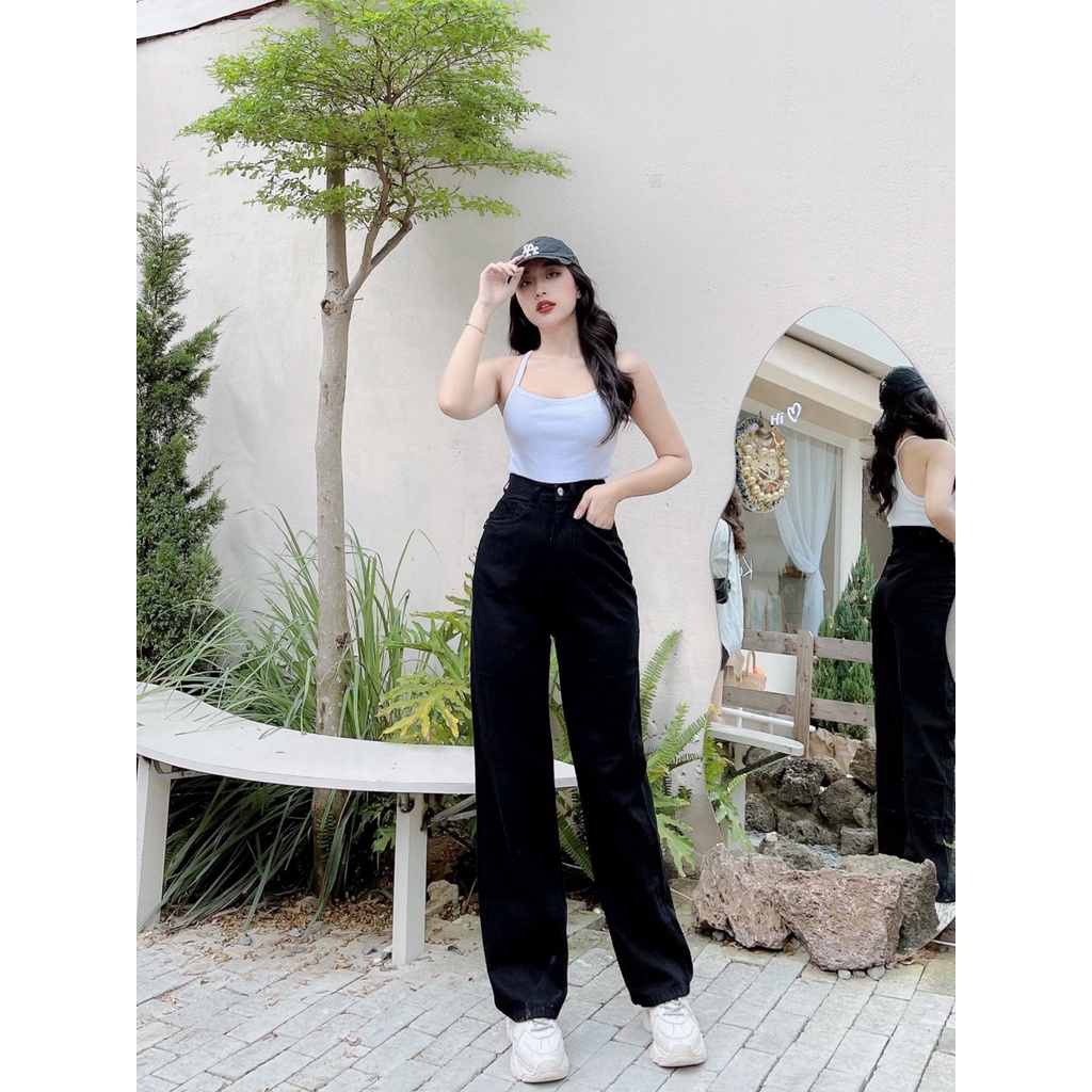 Quần jeans kaki dài ống suông màu đen năng động lên form siêu chuẩn hottrend 2022 | BigBuy360 - bigbuy360.vn