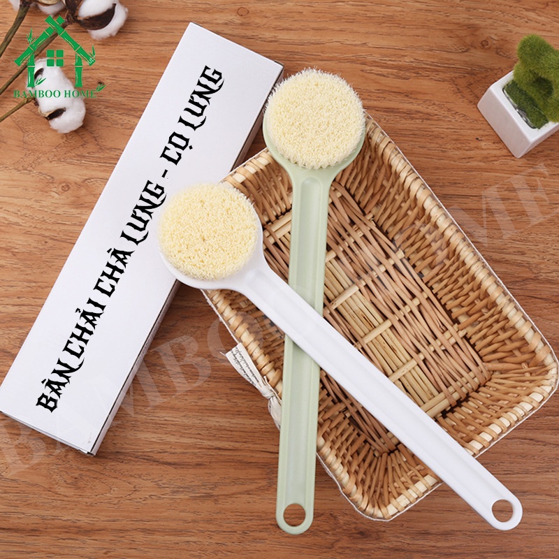 Bàn chải cọ lưng BAMBOO HOME, cây bông tắm chà lưng làm sạch các tế bào chết ở lưng tiện lợi
