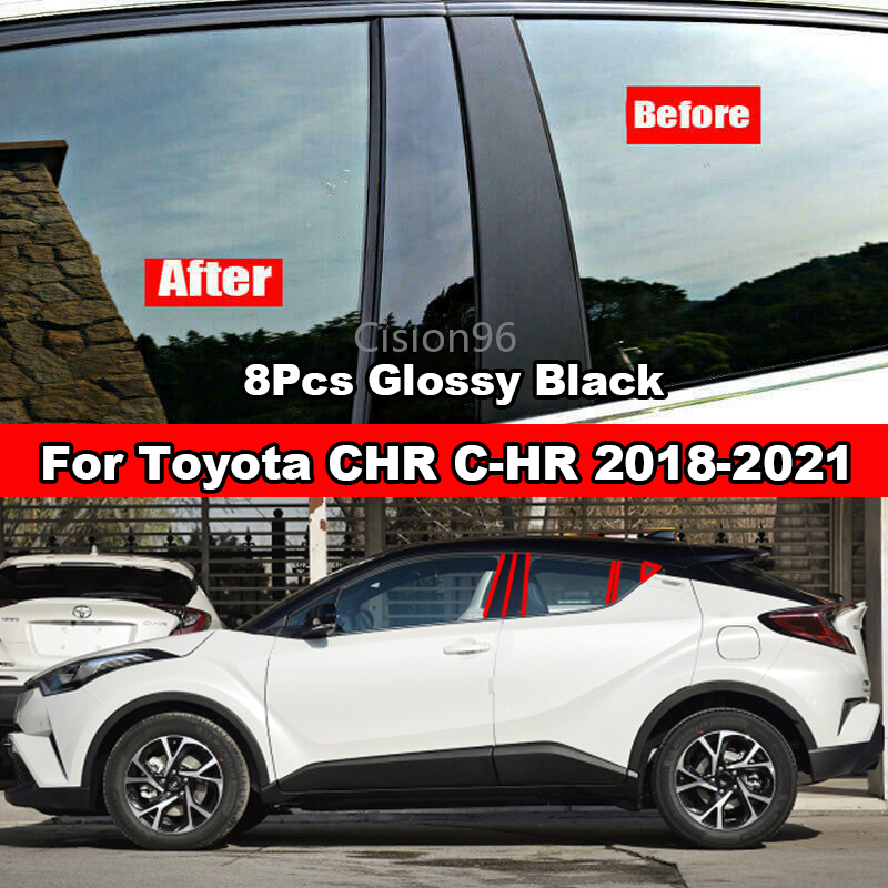 Bộ 8 Miếng Dán Trang Trí Cửa Sổ Xe Hơi Toyota Chr C-hr 2018 2019 2020 2021