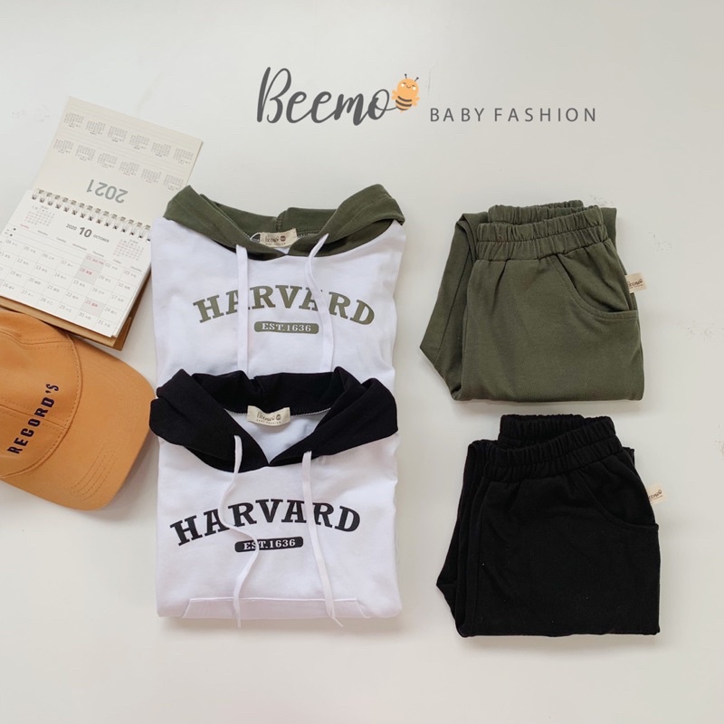 Bộ thun Hodie mũ bé trai