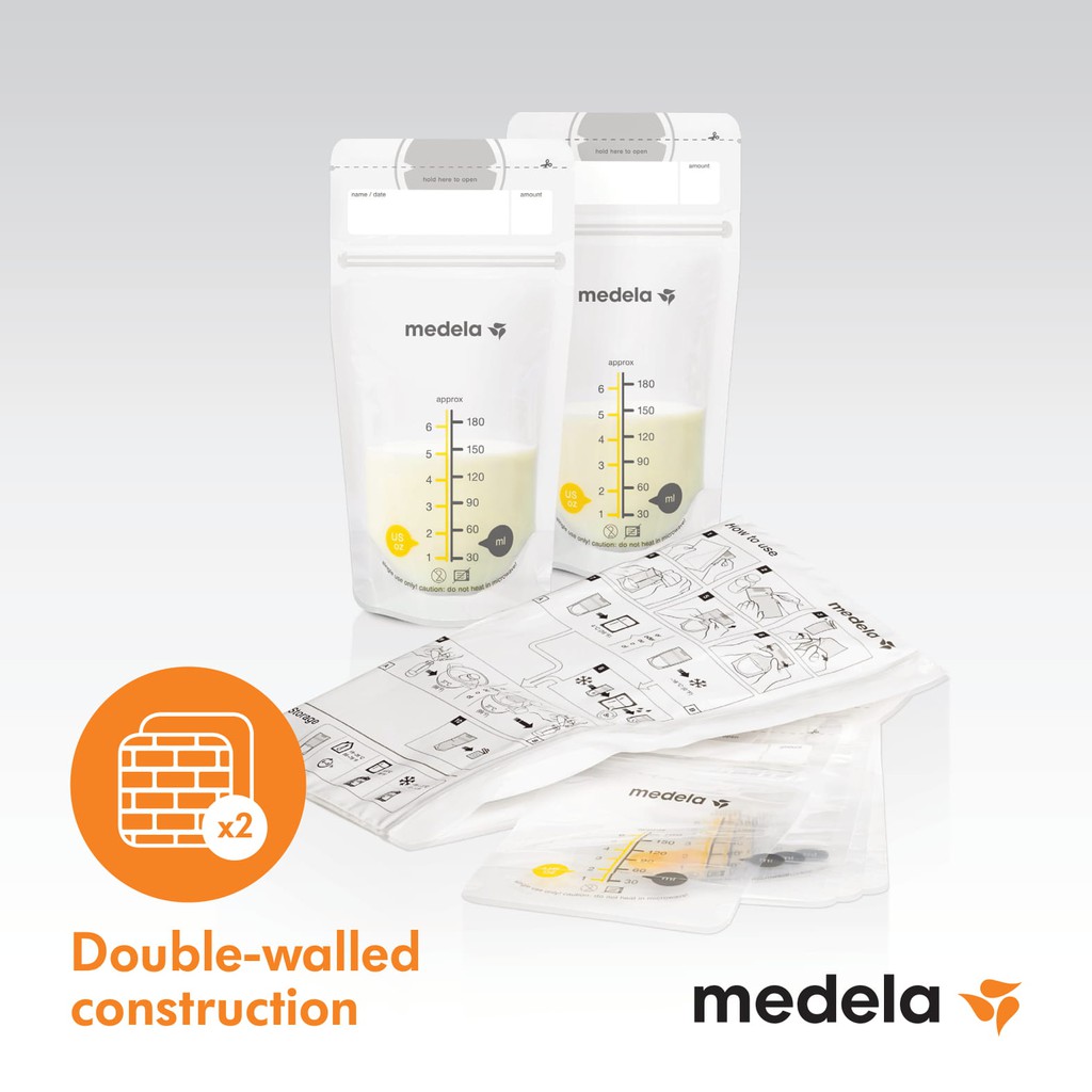 Túi trữ sữa | Medela loại 180ml - Chống thủng | Có thể đặt nằm ngang hoặc dựng đứng