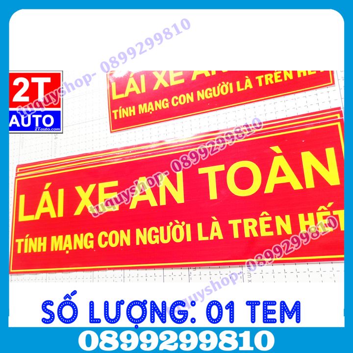 01 STICKER DECAL CHỮ: LÁI XE AN TOÀN - NỀN ĐỎ - TÙY CHỌN KÍCH CỠ, logo sticker tấm dán lái xe an toàn- LXAT-NỀN ĐỎ