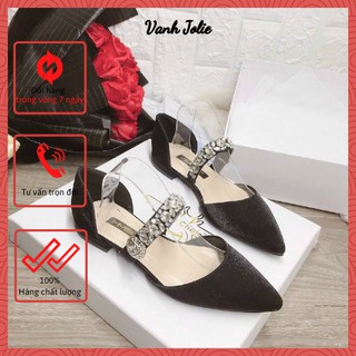 Giày bệt nữ ❤️ freeship ❤️ giày bệt quai đính đá mũi nhọn thời trang hàn quốc