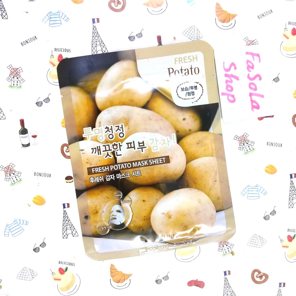 Mặt nạ 3W CLINIC Hàn Quốc 23g đắp mặt mịn màng trắng sáng chống láo hóa mask sheet korea sâm trà lựu lô hội aloe sữa ong