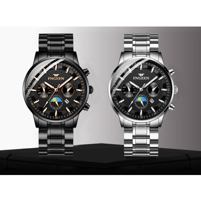 Đồng hồ nam FNGEEN chính hãng, dây thép bền màu, 2 màu đen trắng cực đẹp, kiểu dáng lịch lãm ( Mã: AF10 ) | BigBuy360 - bigbuy360.vn