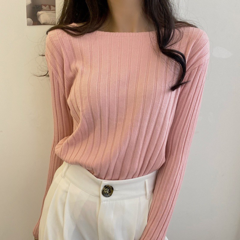 Áo len nữ dài tay cổ tròn thời trang Hàn | BigBuy360 - bigbuy360.vn