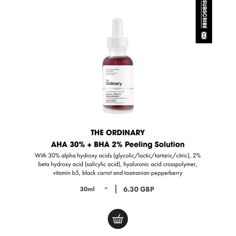 [PAA] Tẩy da chết hoá học Peeling solution AHA 20% + BHA 2% The Ordinary