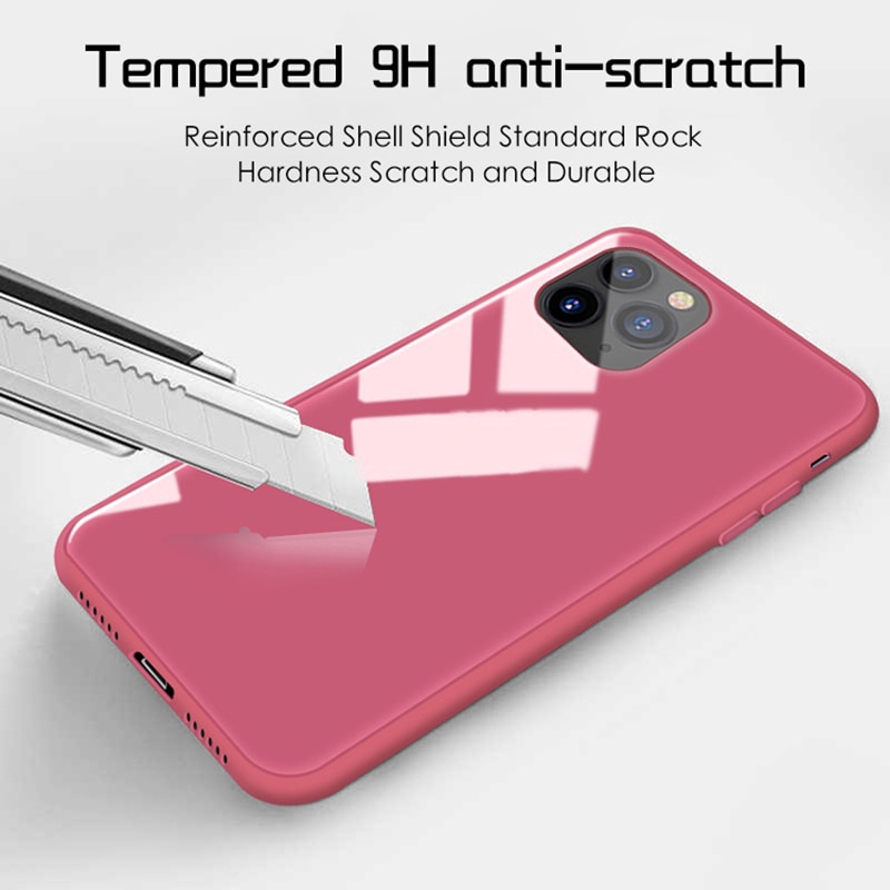 Ốp Lưng Silicon Mặt Kính Cường Lực 9H Sang Trọng Cho iPhone 12 13 Pro max