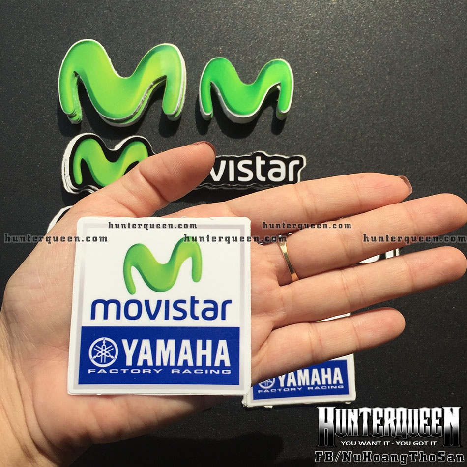 Nhiều mẫu logo Movistar dán trang trí xe máy. Decal sticker cao cấp, chống nước, không bay màu