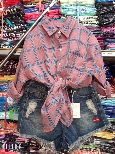 Áo sơ mi nữ tay dài sọc caro giá rẻ siêu đẹp ( hình thật ) | BigBuy360 - bigbuy360.vn