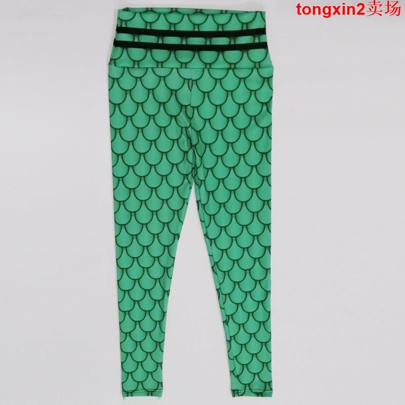 Quần Legging Thể Thao Lưng Cao In Hình Nàng Tiên Cá