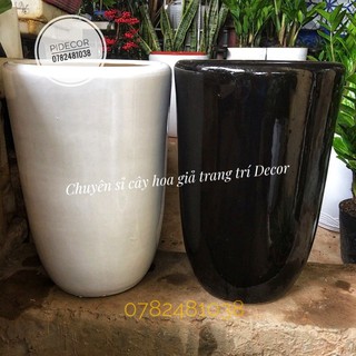 NowShip Chậu Sứ Trắng trồng cây thật và cây giả size To-PiDecor