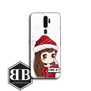 Ốp lưng kính cường lực Oppo A9 2020 A5 2020 A11 A52 A92 A31 A8 A91 Reno3 A39 A57 in hình chibi girl theo yêu cầu