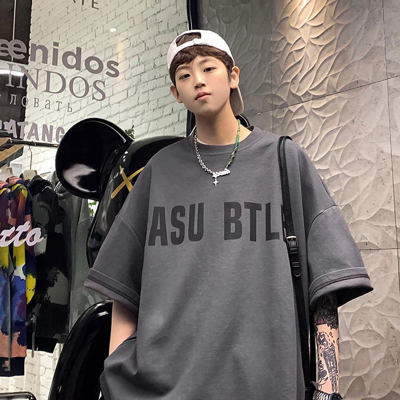 Áo Thun Dáng Rộng In Chữ Phong Cách Hàn Quốc Thời Trang Mùa Hè Cho Nam Size M-8XL