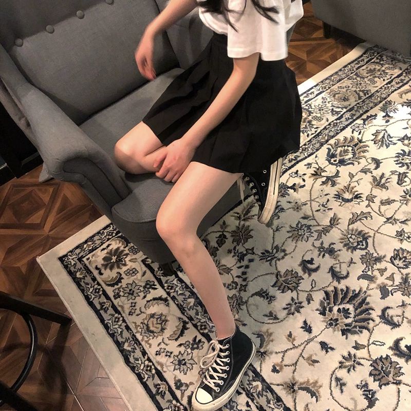 Jiashucheng Chân Váy Ngắn Dáng Chữ A Xếp Ly Lưng Cao Màu Trắng Thời Trang Xuân Hè Dễ Phối Đồ Cho Học Sinh