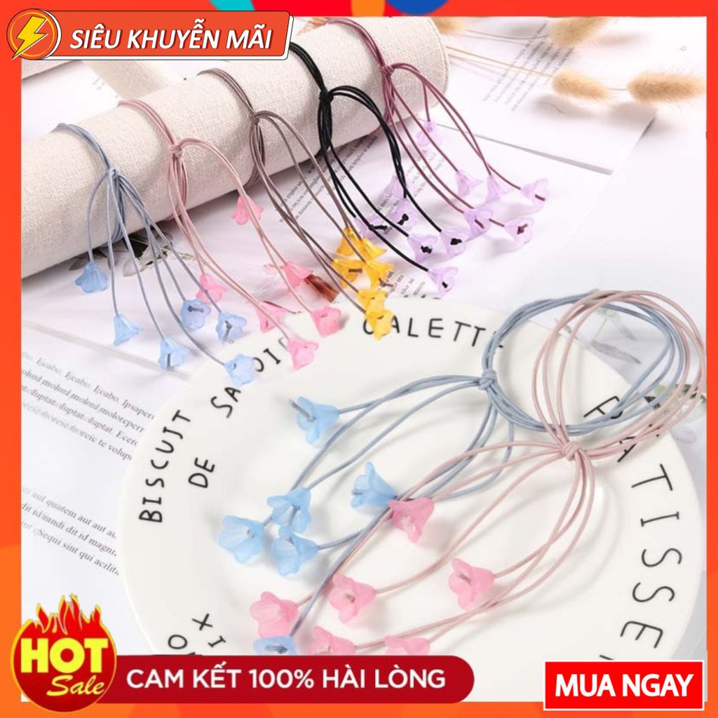 DÂY CỘT TÓC HOA RƠI, THUN BUỘC TÓC LOẠI 6 HOA SIÊU ĐẸP