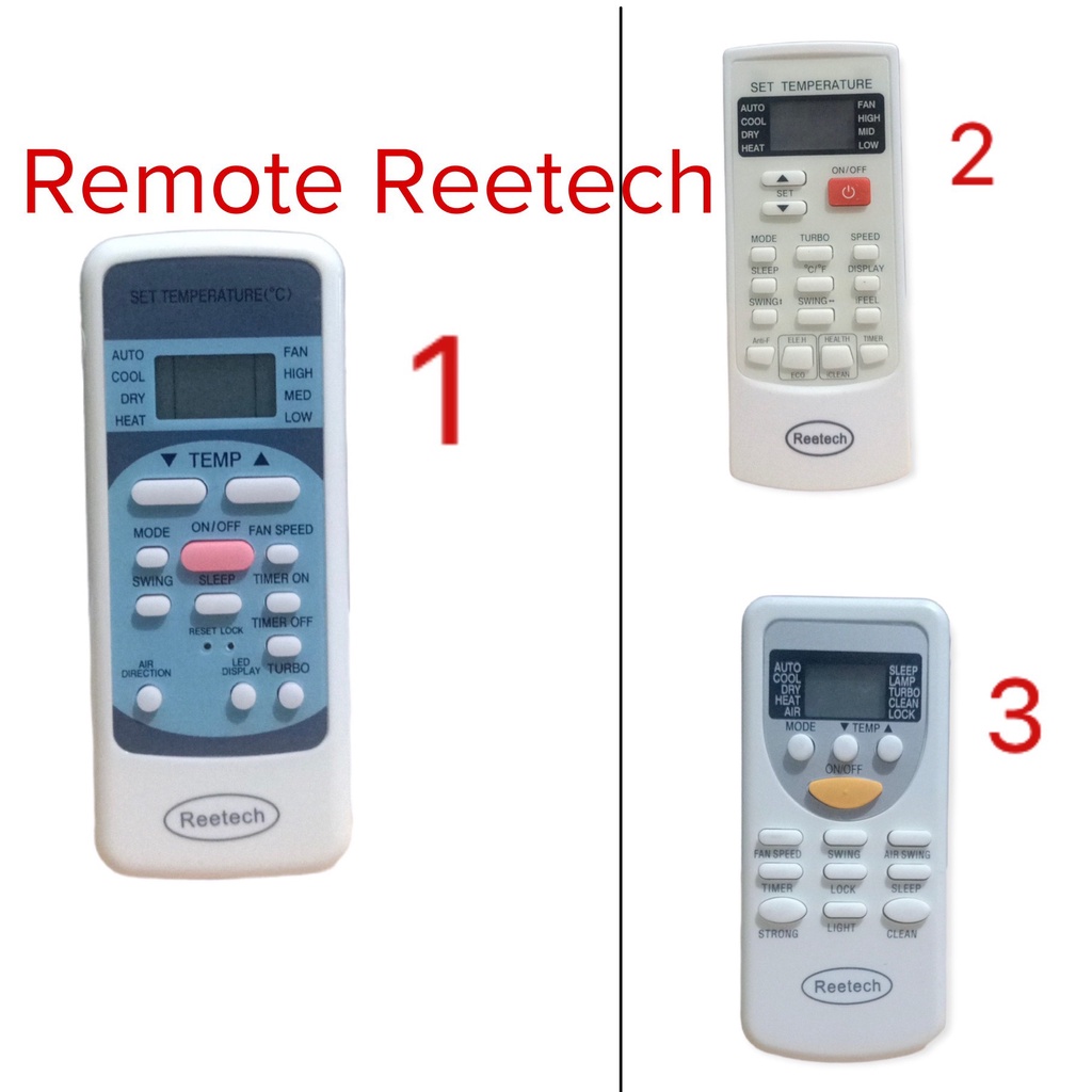 Điều khiển máy lạnh Reetech nhiều loại  / Remote máy lạnh Reetech