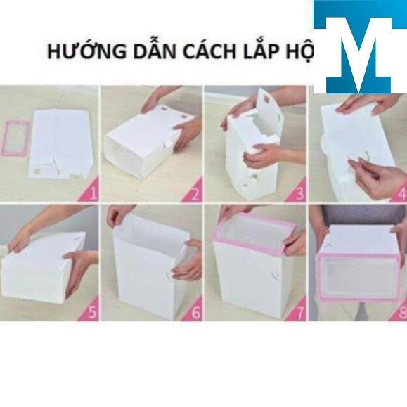 Hộp Đựng Giày Dép Nắp Nhựa Cứng Trong Suốt, Size lớn Chịu Lực 4kg