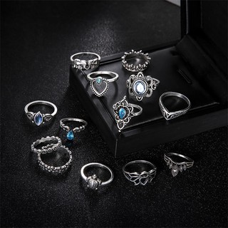 Bộ nhẫn mạ bạc đính đá pha lê cổ điển