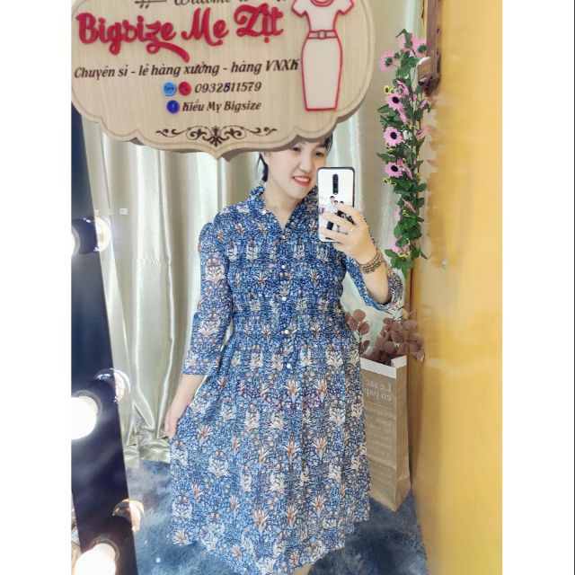 Đầm Bigsize Nhúng Hoa Văn Lạ Mắt Rất Xinh - Dành Cho Người Từ 55kg Đến 70kg- Hình Chụp Thật