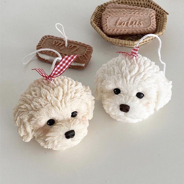 Nến Thơm Cún Con Poodle Candle Siêu Yêu - Nến Thơm Tinh Dầu Thư Giãn Hàn Quốc Hình Cún Con 6*7.5cm | Oube Candle NT27