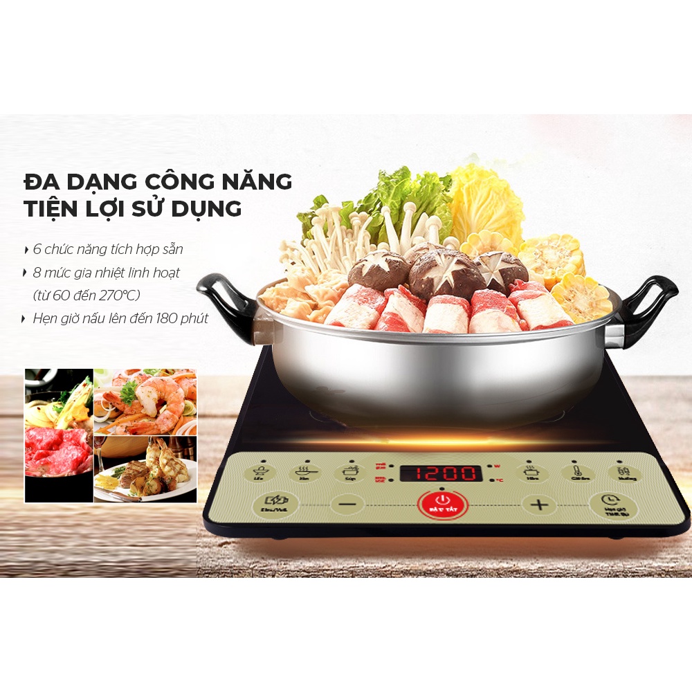 Bếp từ đơn sunhouse shd6165 công suất 2000w chế độ nấu ăn đa dạng, bảo hành chính hãng trên toàn quốc