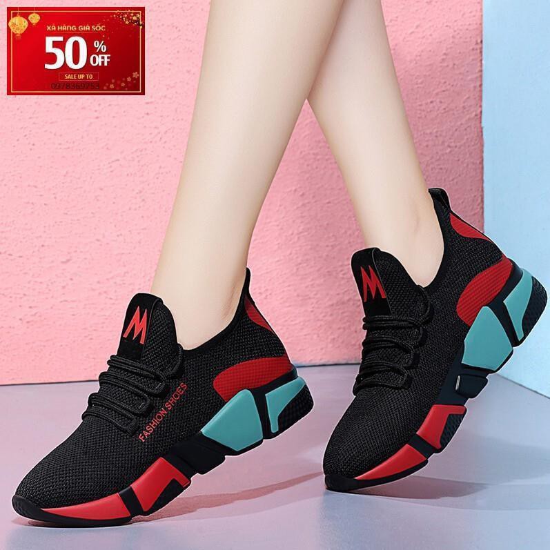 Free⚡Ship Giày Thể Thao Nữ Vải Cao Cấp Nhẹ Cực Êm Chân Cá Tính Đế Nhiều Màu - 3199