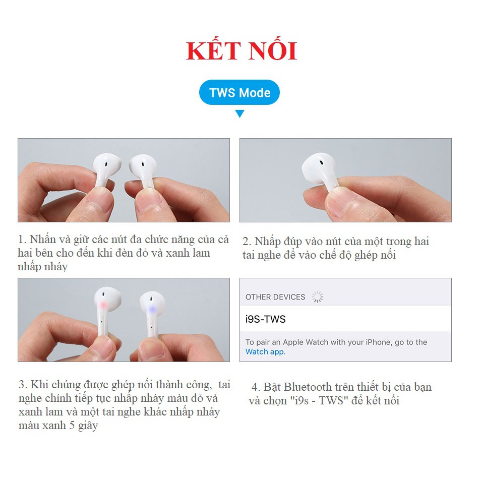 Tai nghe không dây giá rẻ- Tai Nghe bluetooth 5.0 ... Tai nghe i12, i11, i9s, i7s