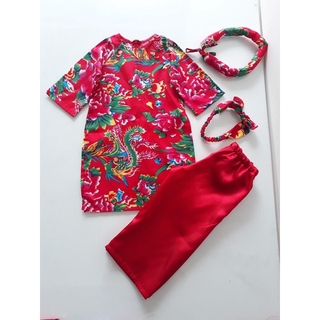 Áo dài con công 4 chi tiết