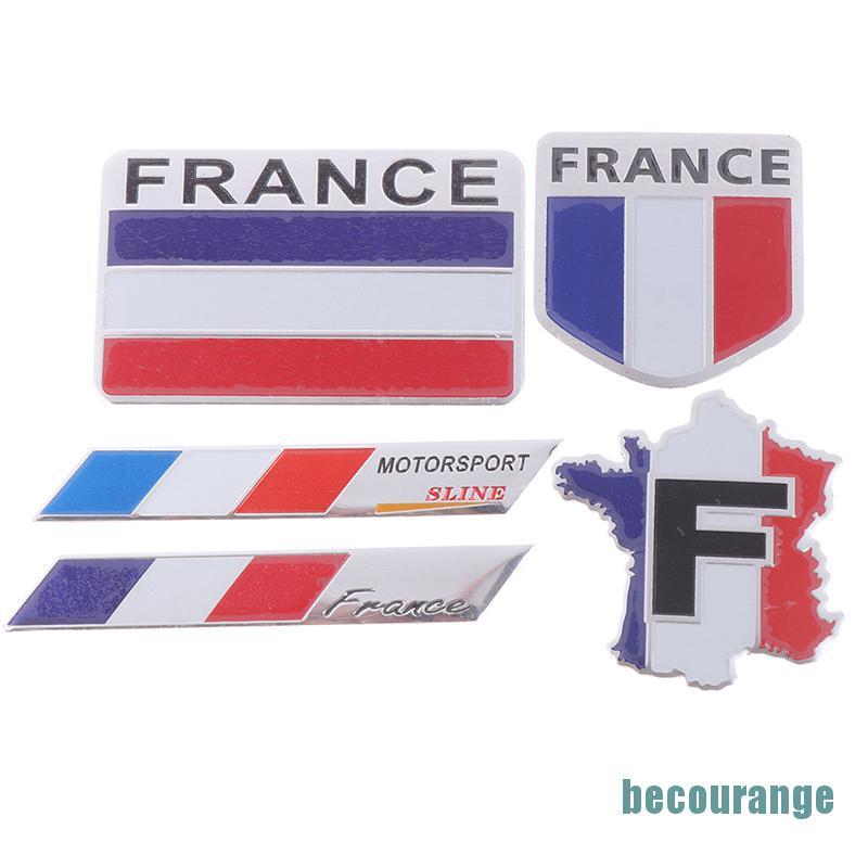 [becourange]1Pc French flag logo emblem alloy badge car motorcycle decor stickers