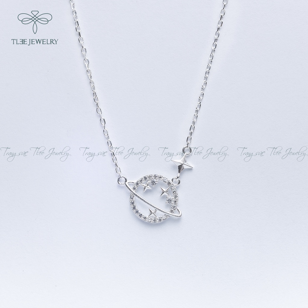 Dây chuyền bạc nữ TLEE mặt hành tinh galaxy nạm đá lấp lánh NCJ D0105