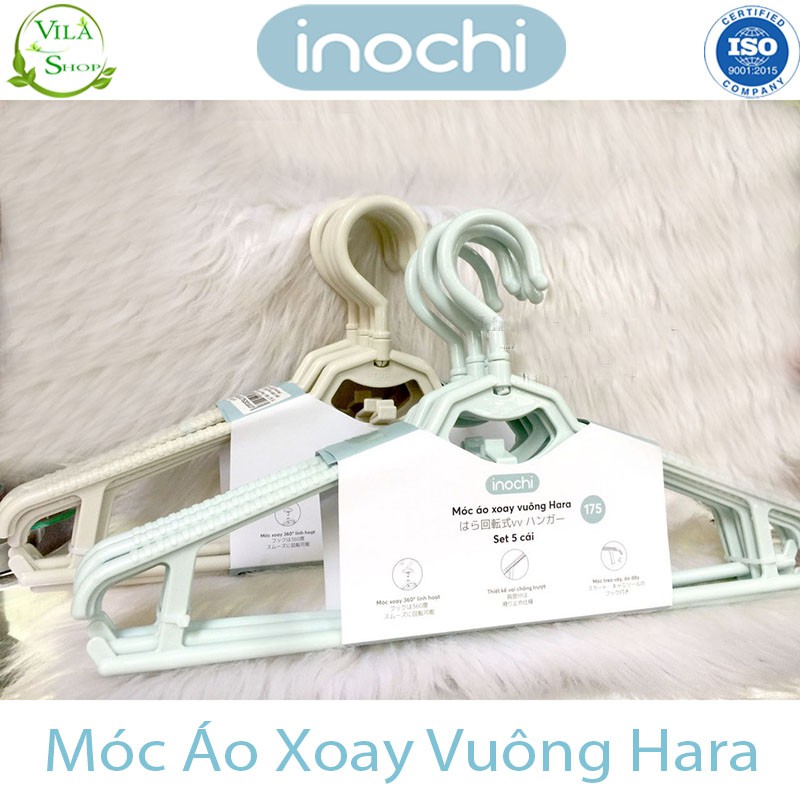 [ Set 5 ] Móc Treo Quần Áo Xoay Vuông Hara 175, Mắc Treo Quần Áo Nhựa Cao Cấp INOCHI Tiêu Chẩn Nhật