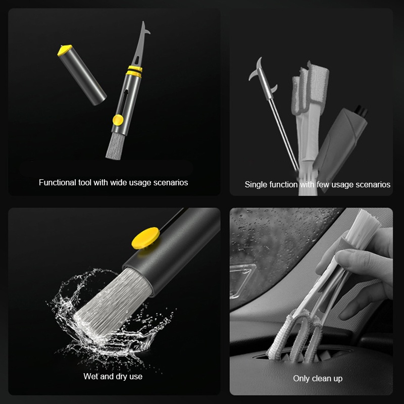 Bàn Chải Vệ Sinh Đa Năng Bằng Kim Loại Cho Xe Ô Tô