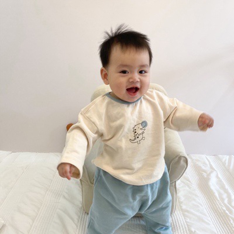 Set Đồ Mặc Ở Nhà Tay Dài In Họa Tiết Hoạt Hình Thời Trang Xuân Thu Cho Bé