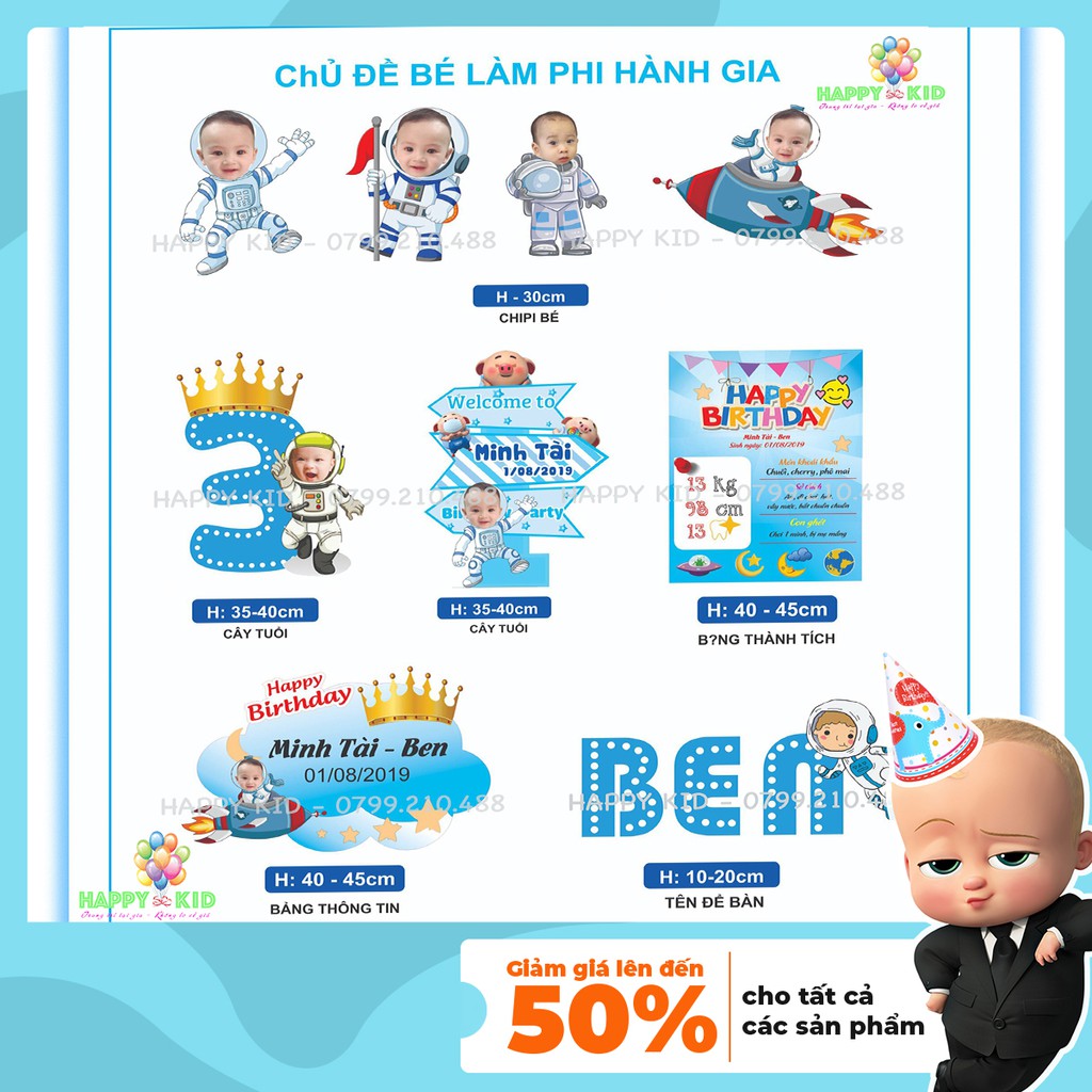 Combo Hình Chibi, Bảng Tên, Cây Để Bàn Welcome, Bảng Tên Bé Trai, Bé Gái Trang Trí Sinh Nhật, Thôi Nôi, Đầy Tháng