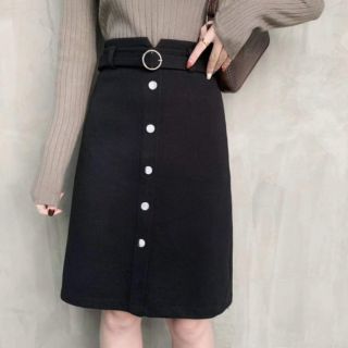 Chân váy dạ chữ A eo cao kèm đai đá 5 khuy dáng dài hàng Quảng Châu (SALE)