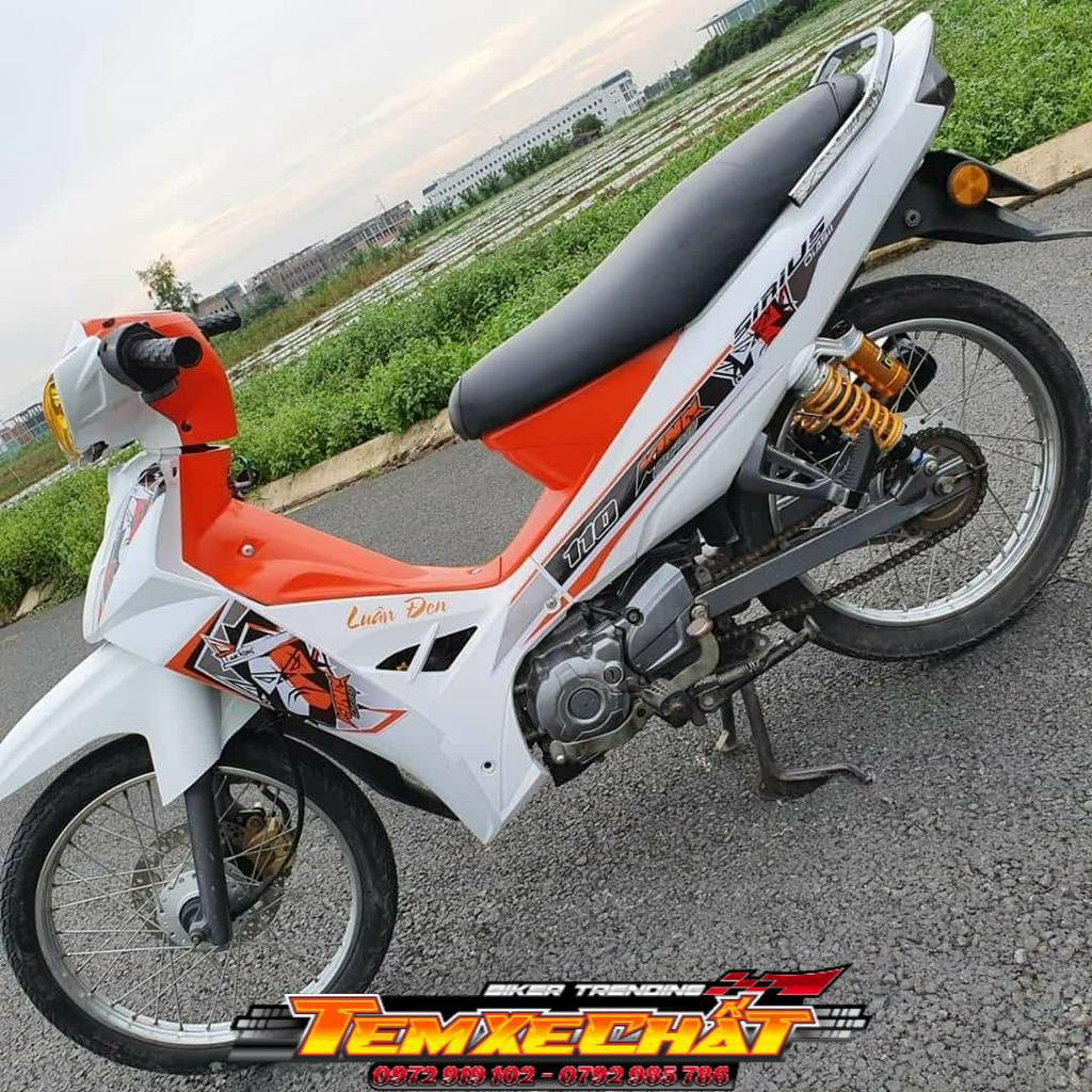 Bộ Tem rời xe sirius King Drag trắng cao cấp