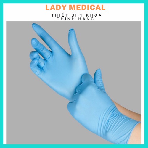 Găng tay y tế Nitrile không bột hộp 100 cái màu đen - xanh blue - trắng sữa latex - trắng tróng - Lady Medical