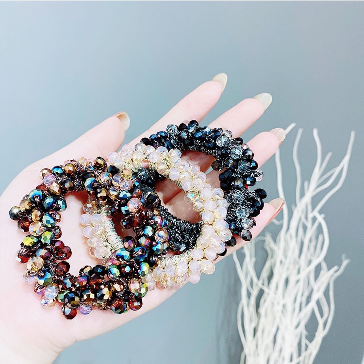 Dây Buộc Tóc Đính Pha Lê Resin Màu Cầu Vồng Hai Cách Sử Dụng Hàng Mới Cho Nữ